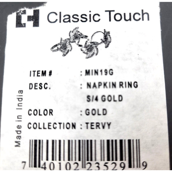 Gold Rhinestone Floral Star Napkin Rings 2" Set of 4 Classic Touch Decor NIB - Picture 7 of 12